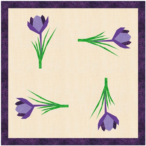 Crocus Flower Quilt Block  FPP Pattern
