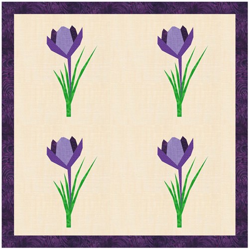 Crocus Flower Quilt Block  FPP Pattern