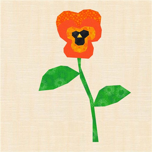 Pansy Flower Quilt Block  FPP Pattern