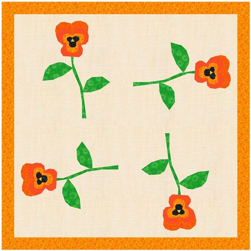 Pansy Flower Quilt Block  FPP Pattern