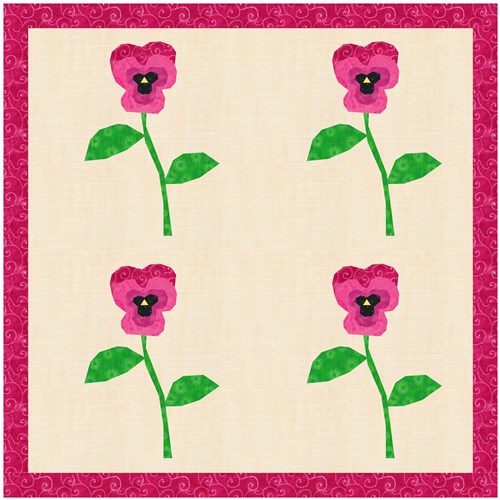 Pansy Flower Quilt Block  FPP Pattern