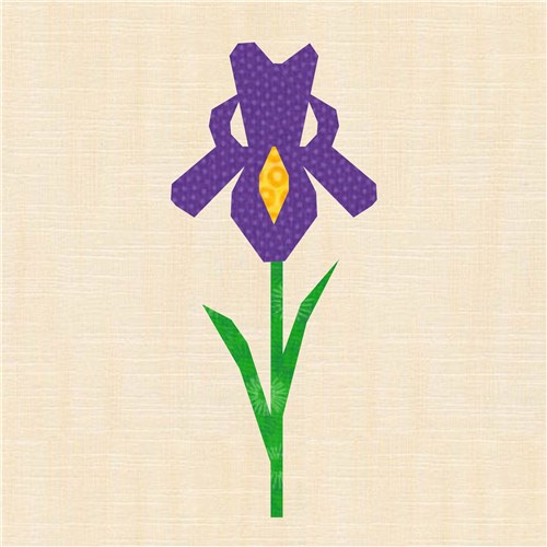 Iris Flower Quilt Block  FPP Pattern