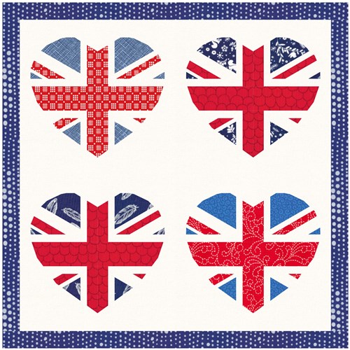 Union Jack Heart  Quilt Block  FPP Pattern