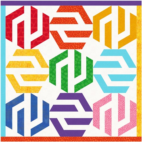 Hex Maze Hexagon  Quilt Block  FPP Pattern