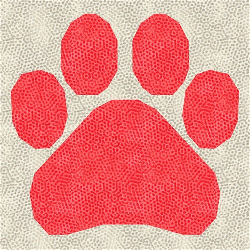 Woof Paw Print  Quilt Block  FPP Pattern