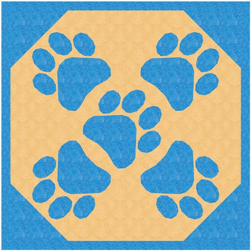 Woof Paw Print  Quilt Block  FPP Pattern