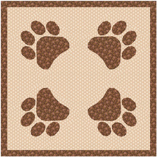 Woof Paw Print  Quilt Block  FPP Pattern