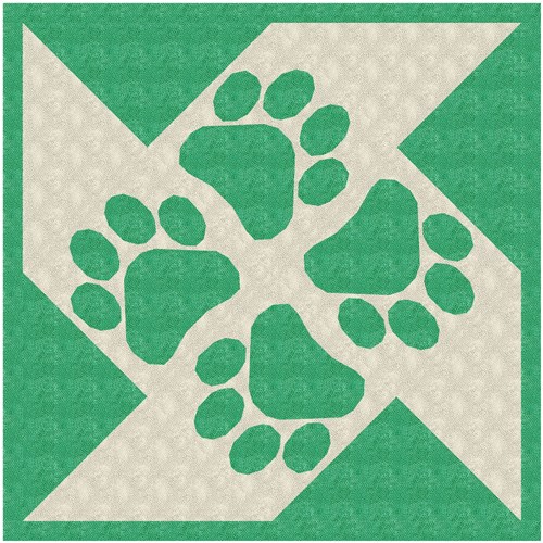 Woof Paw Print  Quilt Block  FPP Pattern