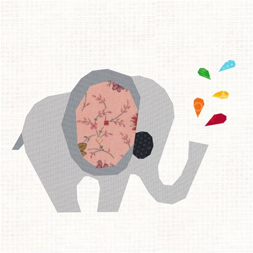 Elephant Spray Rainbow  Quilt Block  FPP Pattern