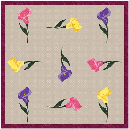 Calla Lily Arum Flower Quilt Block  FPP Pattern