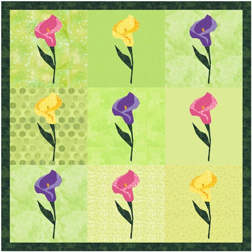 Calla Lily Arum Flower Quilt Block  FPP Pattern
