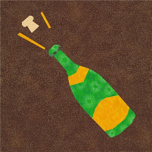 Fizz! Champagne Bottle  Quilt Block  FPP Pattern