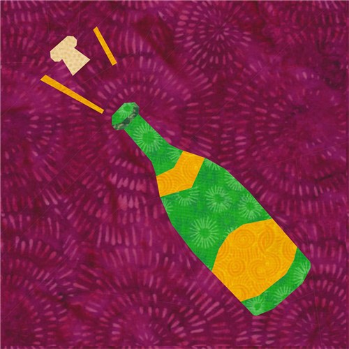 Fizz! Champagne Bottle  Quilt Block  FPP Pattern