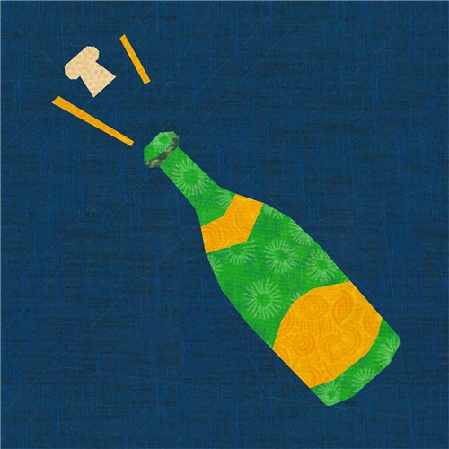 Fizz! Champagne Bottle  Quilt Block  FPP Pattern