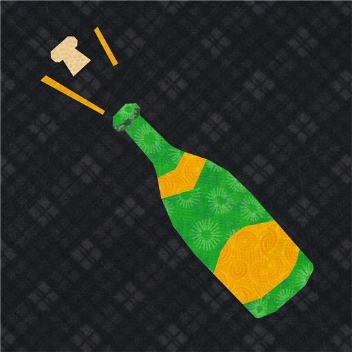 Fizz! Champagne Bottle  Quilt Block  FPP Pattern