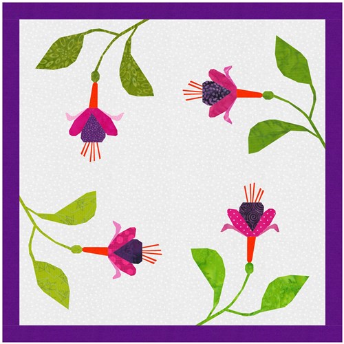 Fuchsia Flower Quilt Block  FPP Pattern