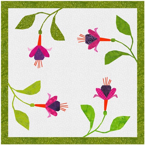 Fuchsia Flower Quilt Block  FPP Pattern