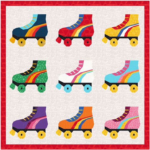 Roller Boots Skates Retro  Quilt Block  FPP Pattern