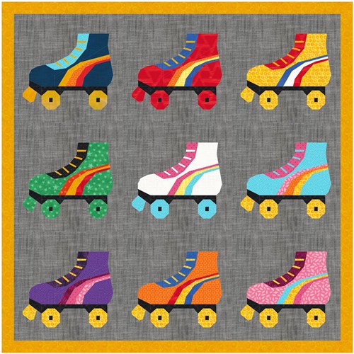 Roller Boots Skates Retro  Quilt Block  FPP Pattern