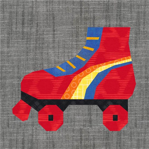 Roller Boots Skates Retro  Quilt Block  FPP Pattern