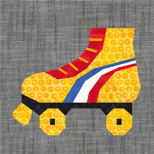 Roller Boots Skates Retro  Quilt Block  FPP Pattern