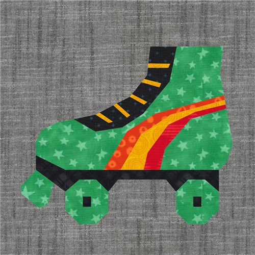 Roller Boots Skates Retro  Quilt Block  FPP Pattern