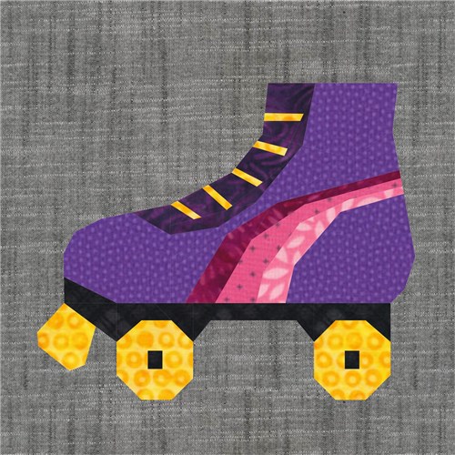 Roller Boots Skates Retro  Quilt Block  FPP Pattern