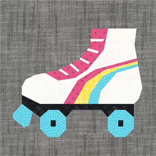 Roller Boots Skates Retro  Quilt Block  FPP Pattern