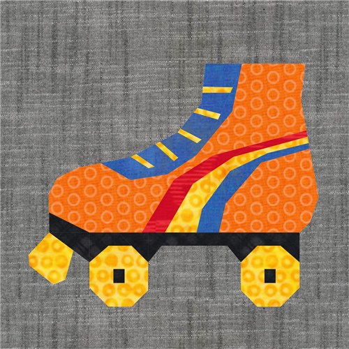 Roller Boots Skates Retro  Quilt Block  FPP Pattern