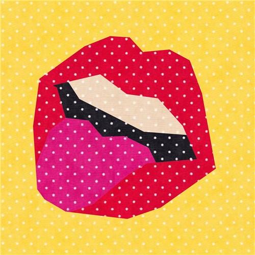 Pulling Tongues Cheeky Retro Pop Art  Quilt Block  FPP Pattern