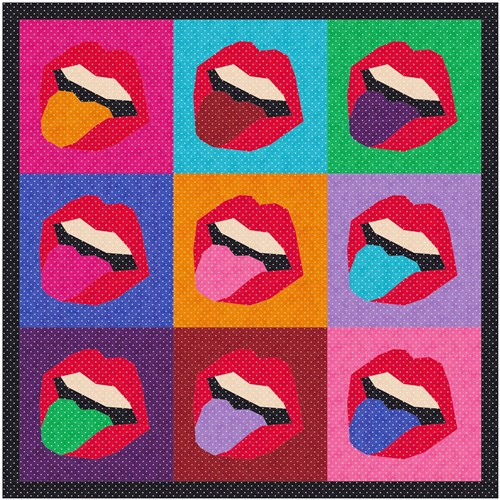 Pulling Tongues Cheeky Retro Pop Art  Quilt Block  FPP Pattern