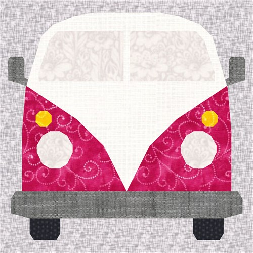 Combi Minibus  Quilt Block  FPP Pattern