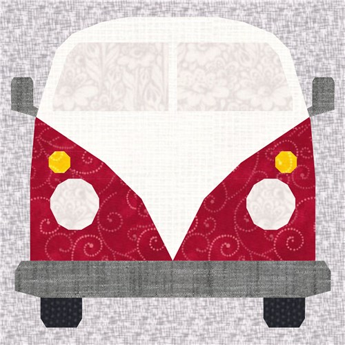 Combi Minibus  Quilt Block  FPP Pattern