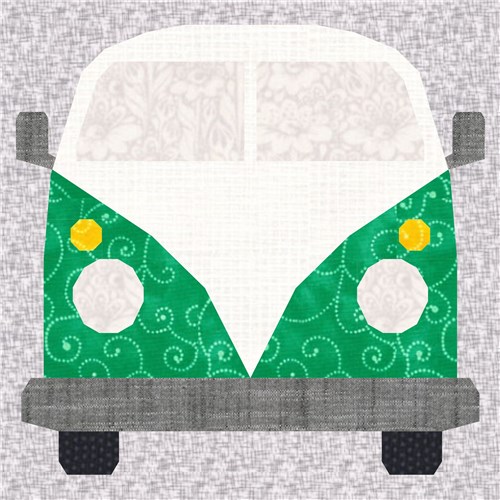 Combi Minibus  Quilt Block  FPP Pattern