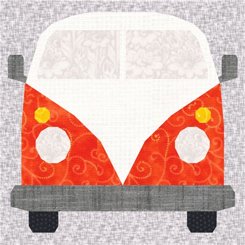 Combi Minibus  Quilt Block  FPP Pattern