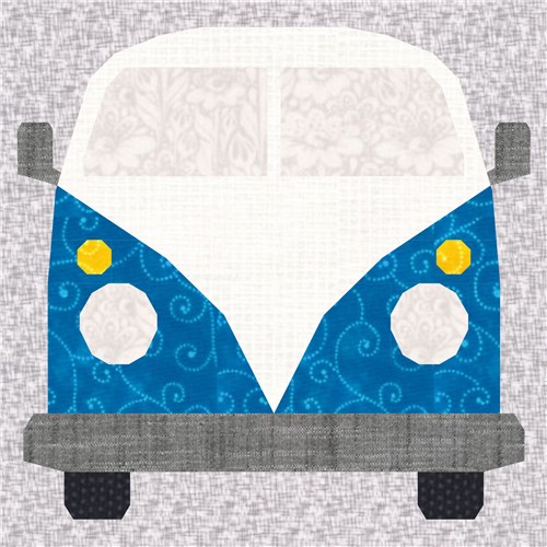 Combi Minibus  Quilt Block  FPP Pattern