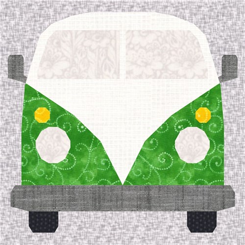 Combi Minibus  Quilt Block  FPP Pattern
