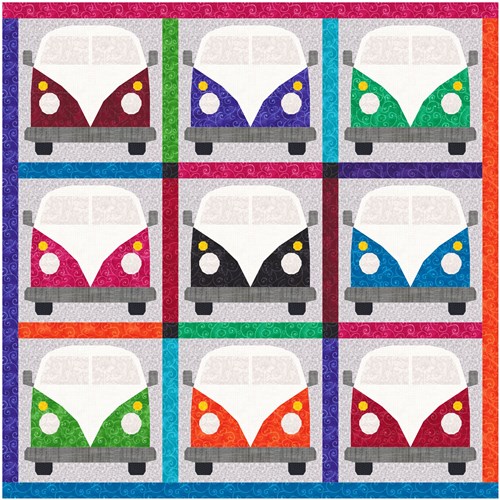 Combi Minibus  Quilt Block  FPP Pattern
