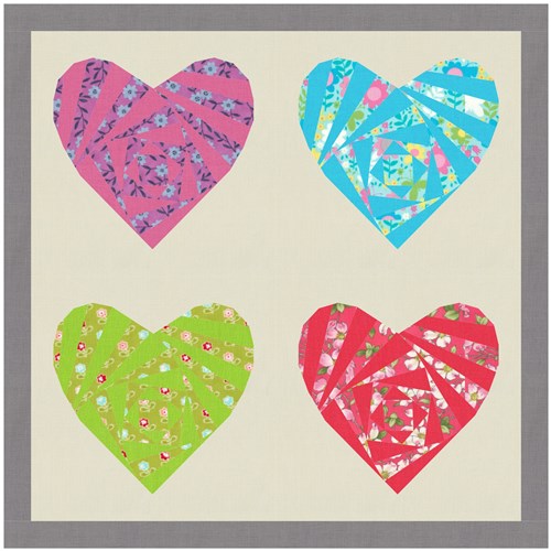 Heart Lens  Quilt Block  FPP Pattern