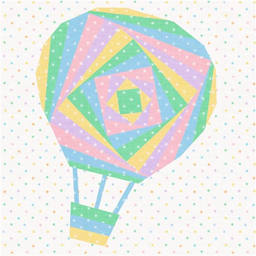 Up Up & Away Hot Air Balloon  Quilt Block  FPP Pattern