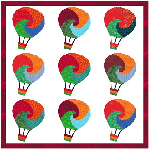 Up Up & Away Hot Air Balloon  Quilt Block  FPP Pattern