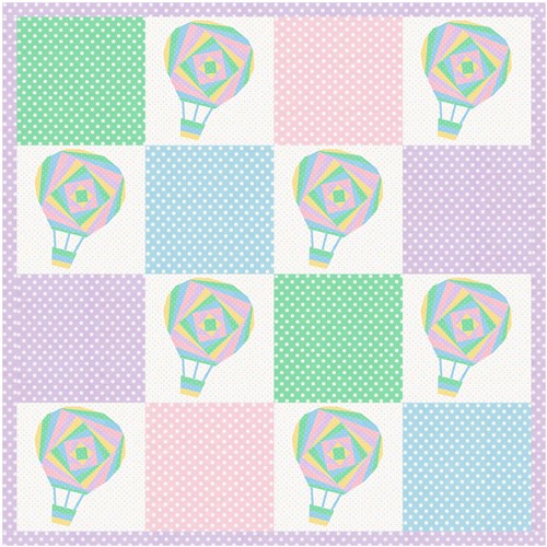 Up Up & Away Hot Air Balloon  Quilt Block  FPP Pattern