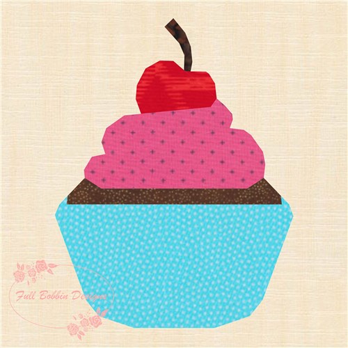 Cherry on Top Cupcake Quilt Block  FPP Pattern