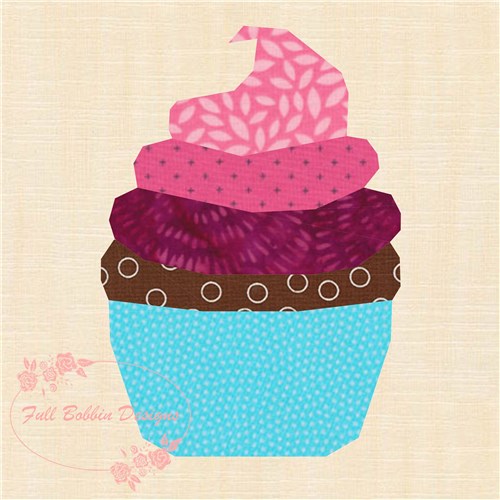 Triple Swirl Cupcake Quilt Block  FPP Pattern
