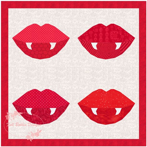 Love Bite Vampire Halloween  Quilt Block  FPP Pattern
