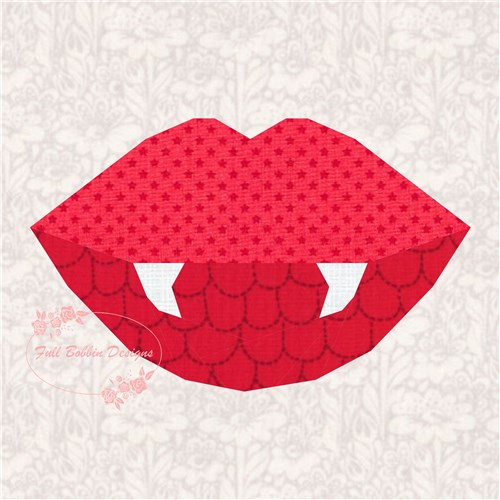 Love Bite Vampire Halloween  Quilt Block  FPP Pattern