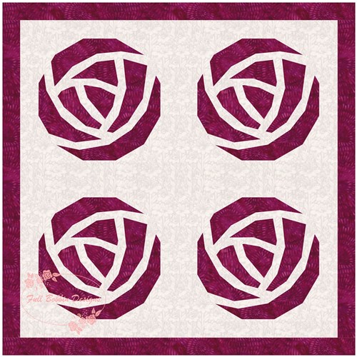 Art Nouveau Rose Flower Quilt Block  FPP Pattern