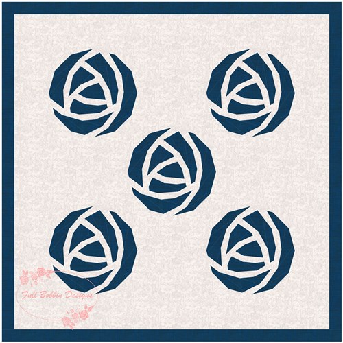 Art Nouveau Rose Flower Quilt Block  FPP Pattern
