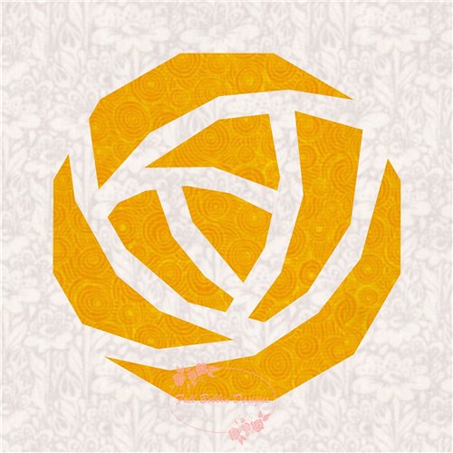 Art Nouveau Rose Flower Quilt Block  FPP Pattern