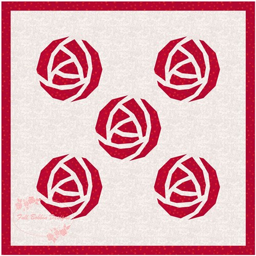 Art Nouveau Rose Flower Quilt Block  FPP Pattern